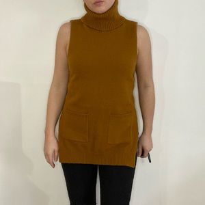 Rust Sleeveless Turtleneck Sweater